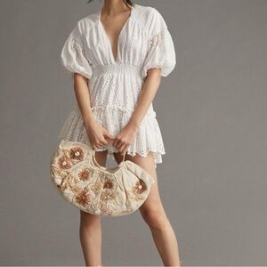 Anthropologie White Mini Dress